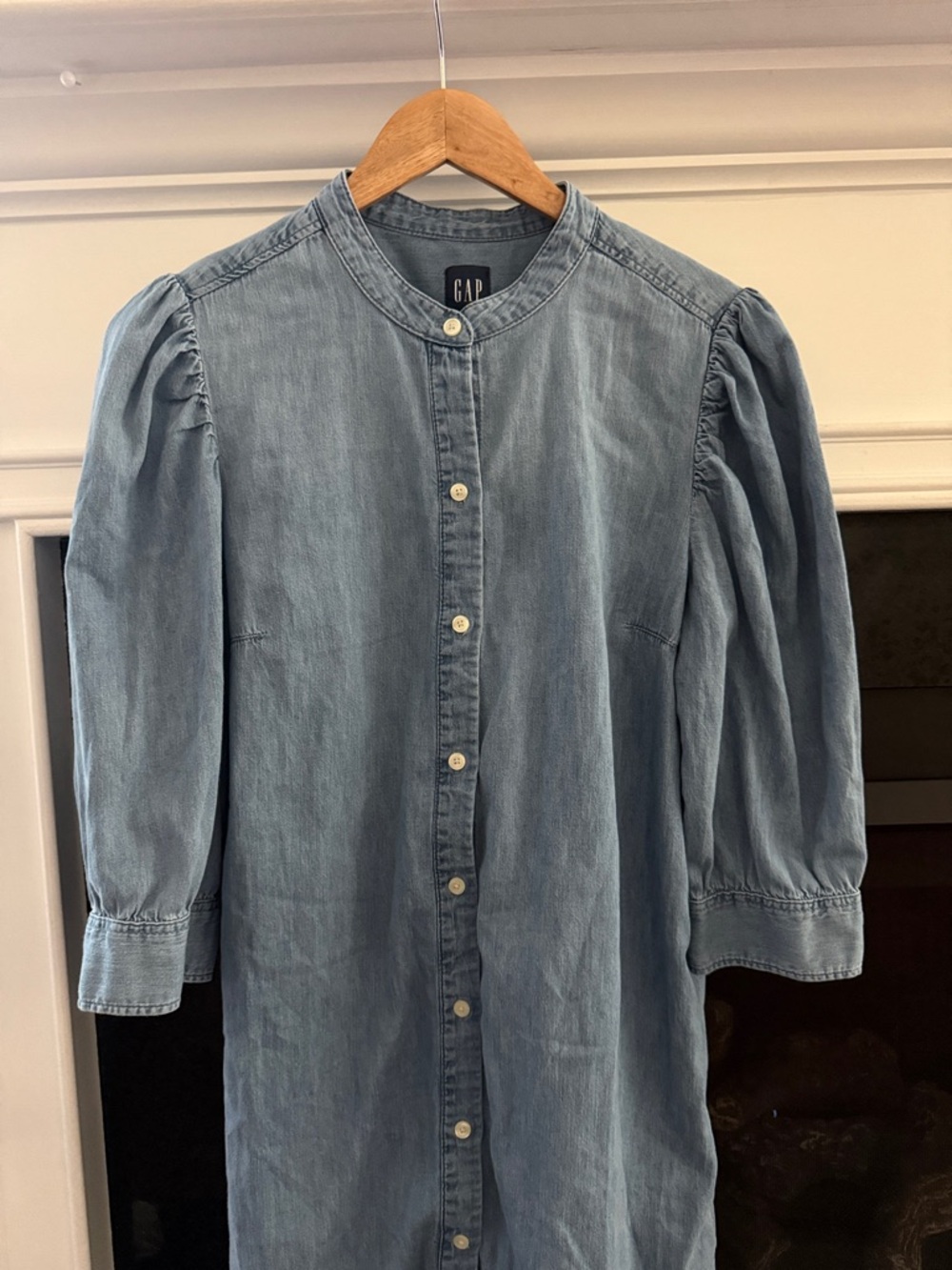 GAP denim midi dress size L blue cottage boho classic summer casual vacation - Picture 2 of 6